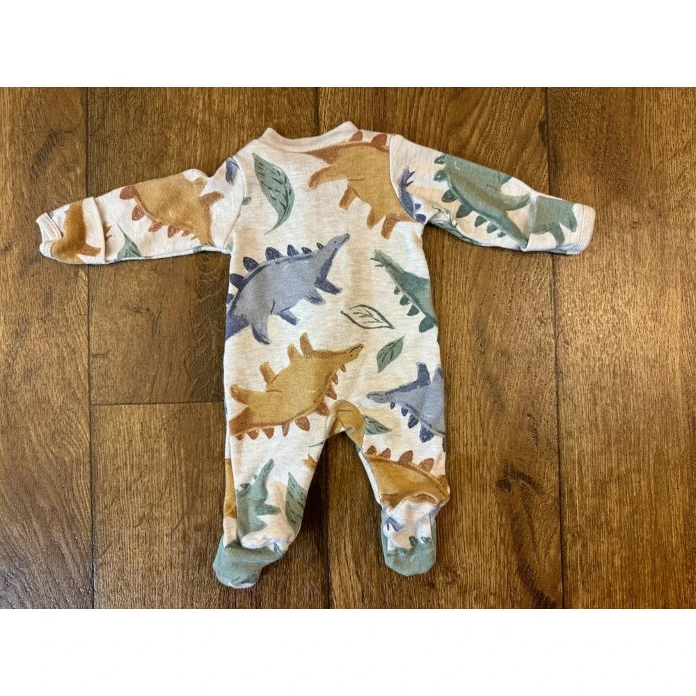 Carters Preemie Baby Boy Sleeper Dinosaur Feet‎ Outfit Zipper Cotton Reborn Doll
